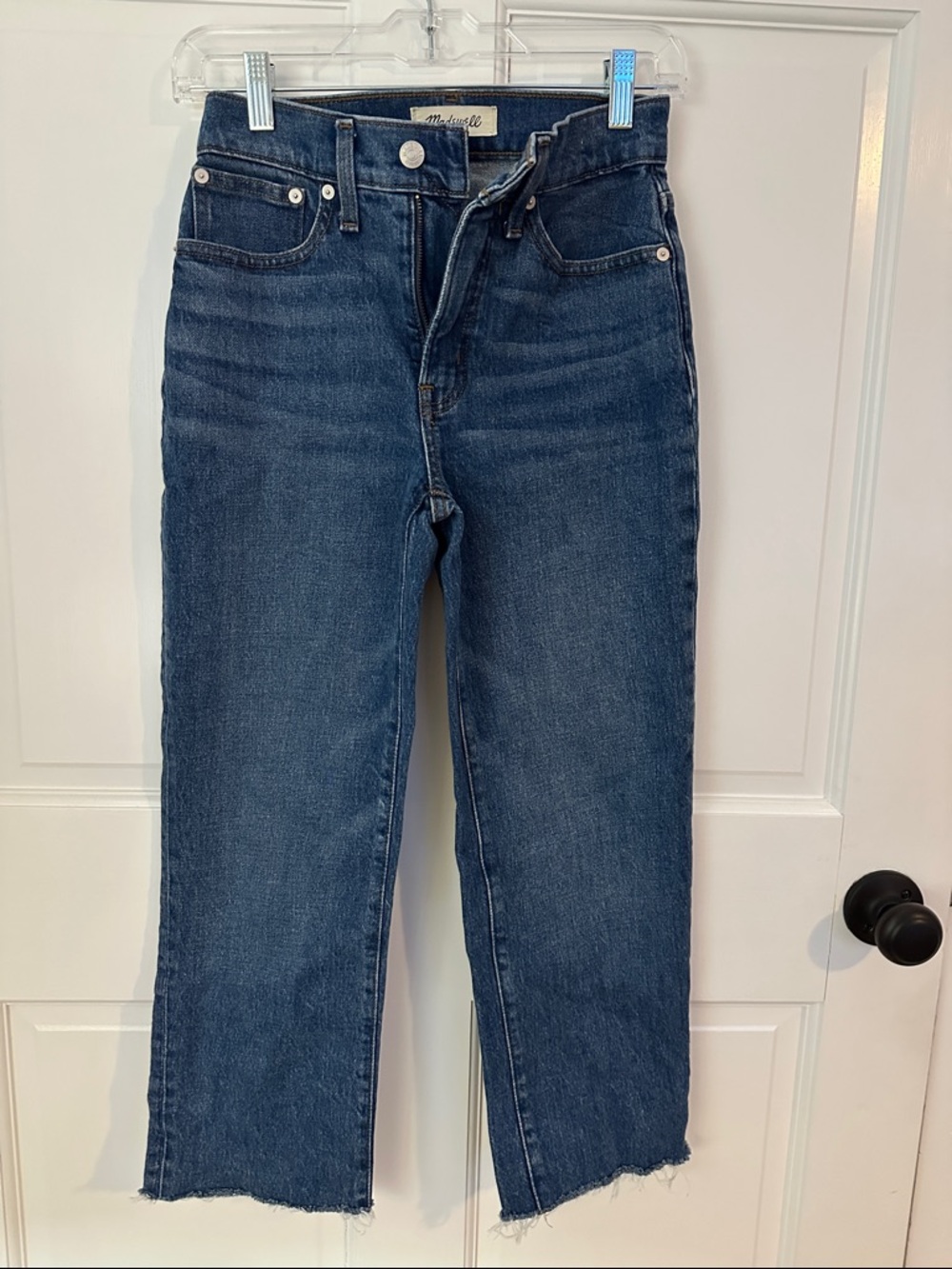Madewell High Rise Straight Crop Jeans - Dark Blue